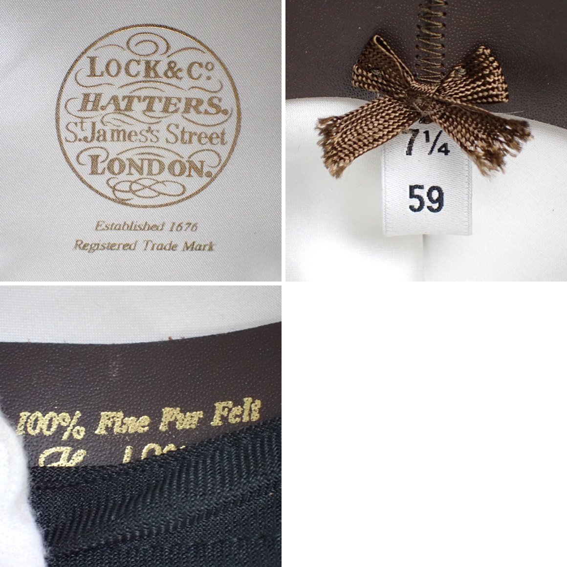 □未使用 JAMES LOCK/ジェームスロック TOWN COKE ボーラー ハット 59/ブラック/フェルト/保管袋付き/帽子&1933600141_画像7