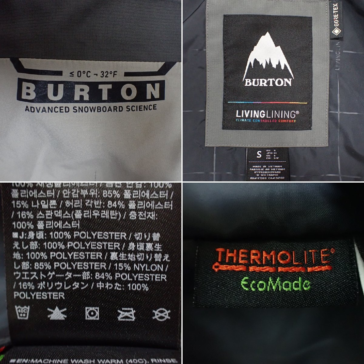 ☆1円 BURTON/バートン GORE-TEX バンシー スノーボードジャケット メンズS/グレー×ブラック/2レイヤー/スノボウェア&1947000253_画像5