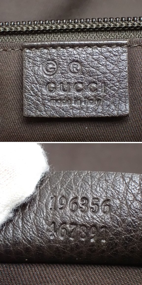 ★GUCCI/グッチ ボストンバッグ 196356/ダークブラウン/GG柄/デニムキャンバス×レザー/ショルダーベルト・保管袋付/イタリア製&1968700045_画像6