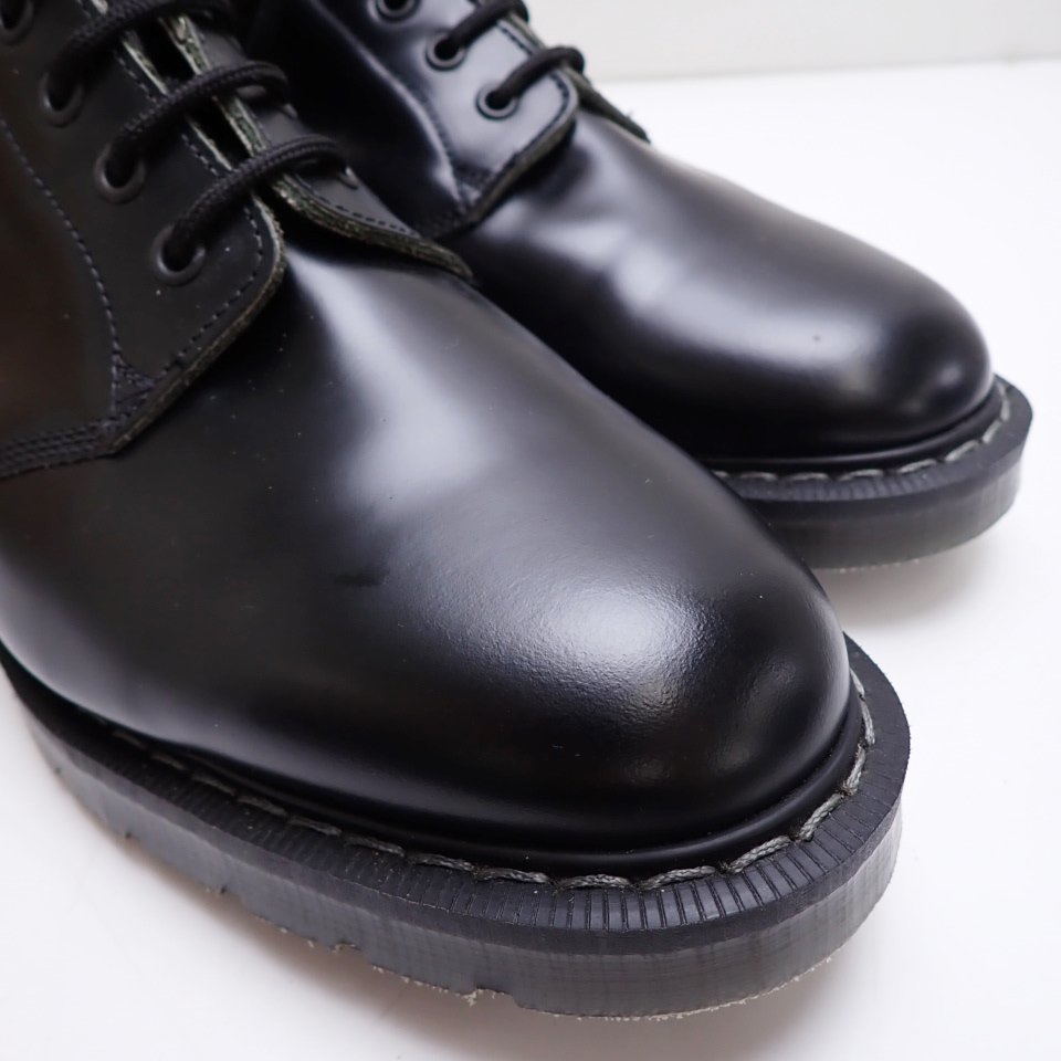 □ほぼ未使用 SOLOVAIR/ソロヴェアー Black Hi-Shine 11 Eye Derby ブーツ 9/メンズ27.5cm相当/ブラック/レザー/外箱付き&1933600164の画像5