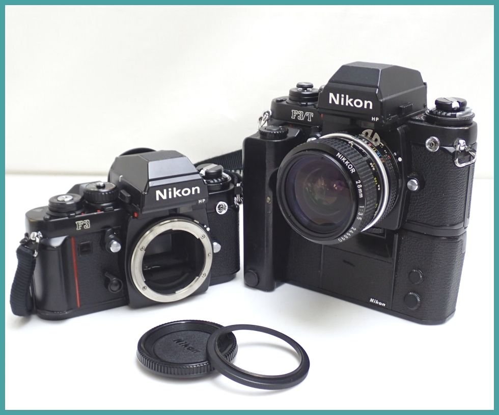 ★Nikon/ニコン 一眼レフ フィルムカメラ F3・F3/T ボディ + Nikkor 2.8cm F3.5 レンズ/モータードライブ付属/ジャンク扱い&1938900645の画像1