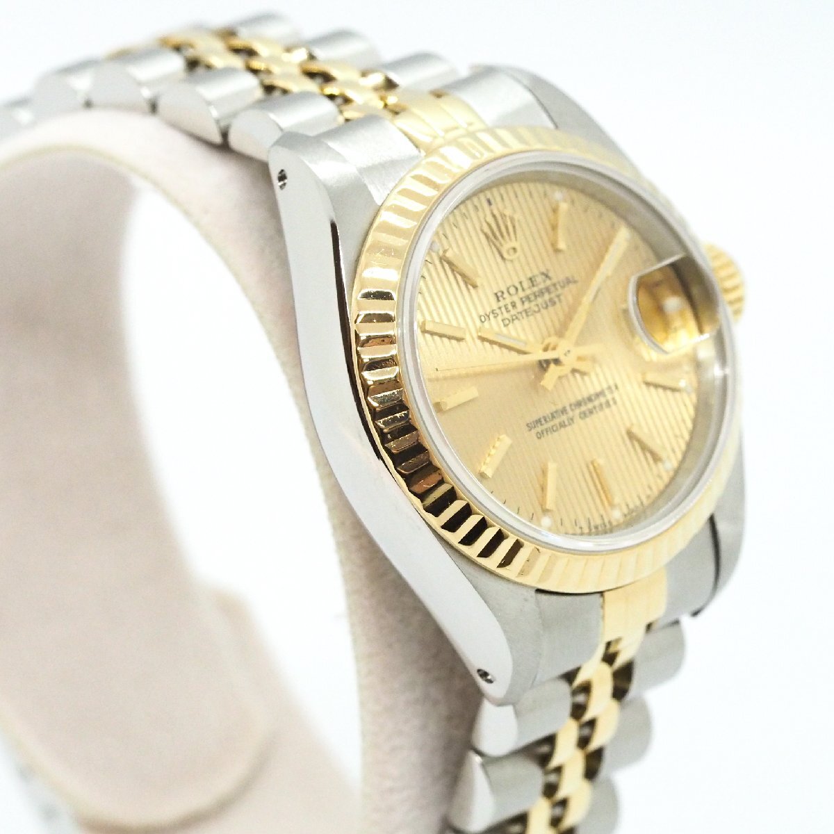 ROLEX/ロレックス DATEJUST デイトジャスト 69173 ゴールドタペストリー文字盤 バーインデックス YG/SS L番 自動巻き 腕時計_画像5