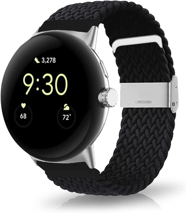 バンド For Google Pixel Watch 2/Google Pixel Watch 対応 時計バンド バンド ナイロン スポーツバンド 編組バンド (黒)_画像1