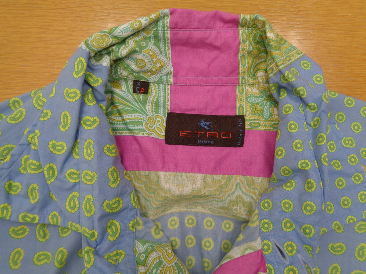 ETRO bandana switch shirt . motif . did peiz Lee pattern shirt SIZE : SLIM XL blue group 