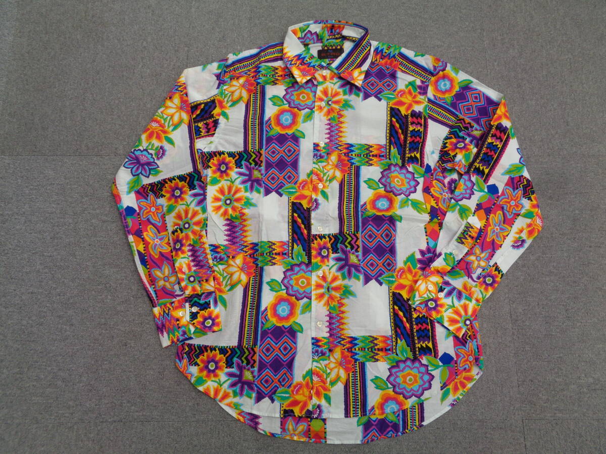 ETRO rhinoceros ke resort pattern shirt SIZE : L neon color /WHITE