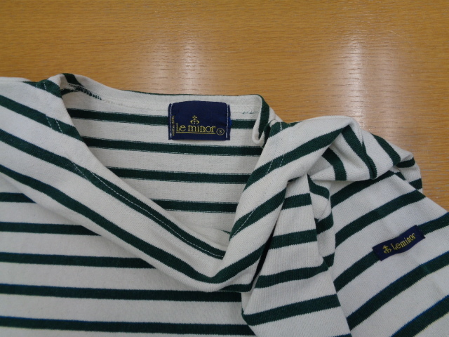  France made unisex Le Minor unbleached cloth ×GREEN border pattern bus k shirt SIZE 3