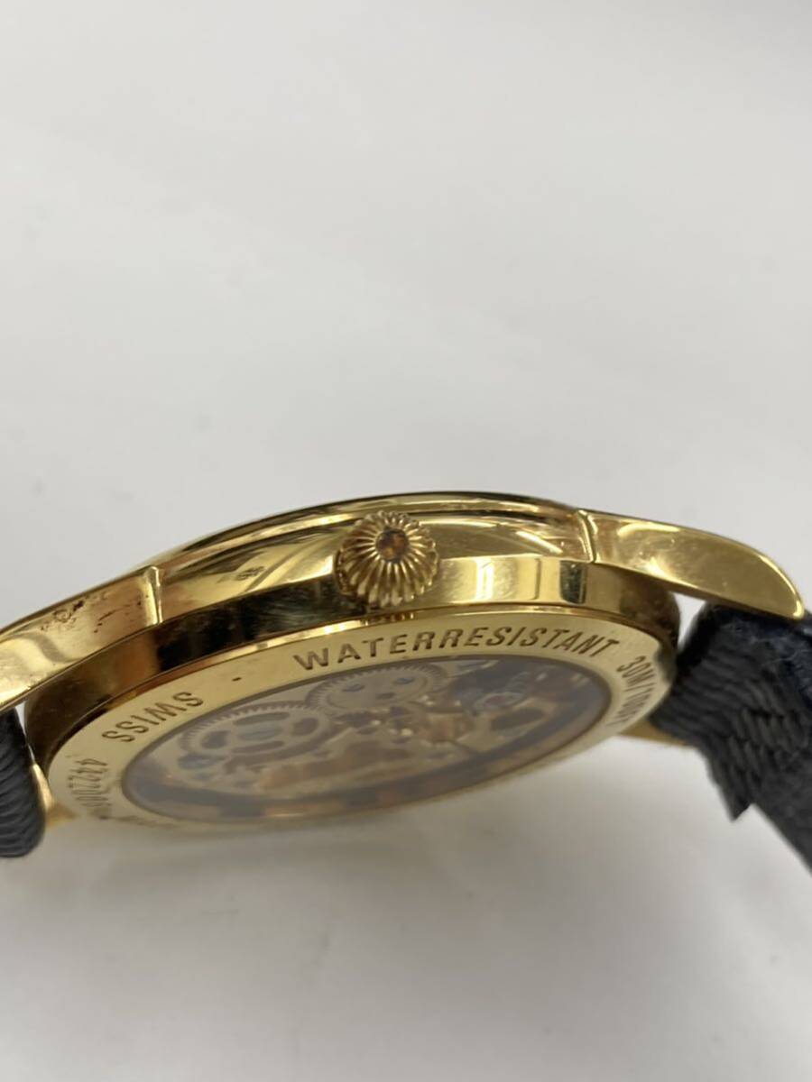 【A03D125】REVUE THOMMEN レビュートーメン 腕時計 手巻き N.374 ホワイト文字盤 ゴールド スケルトン 可動品の画像7