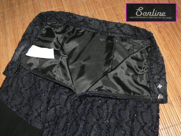 2-117☆Sanline*ブラックシフォン*アシンメトリーロングスカート/S/W30~32.L57~83☆_画像7