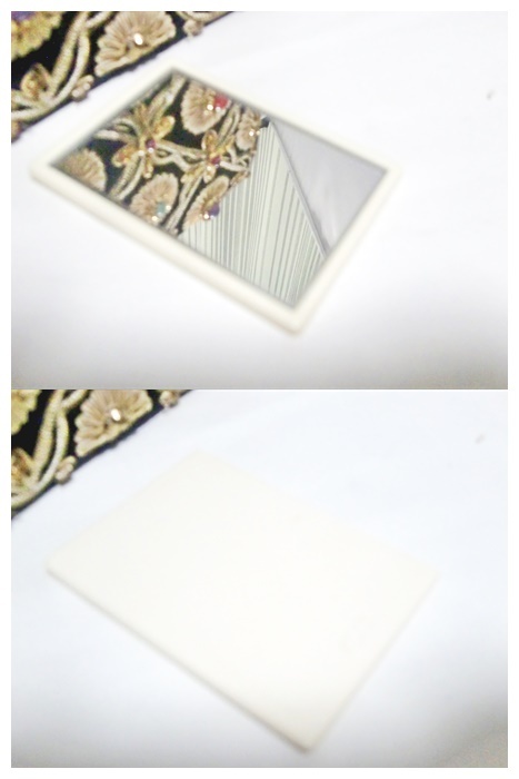 ほぼ未使用 髙島屋 インド製 ハンドバッグ 黒 ビーズ 金 パール 飾り 箱、姿見付 昭和レトロの画像8