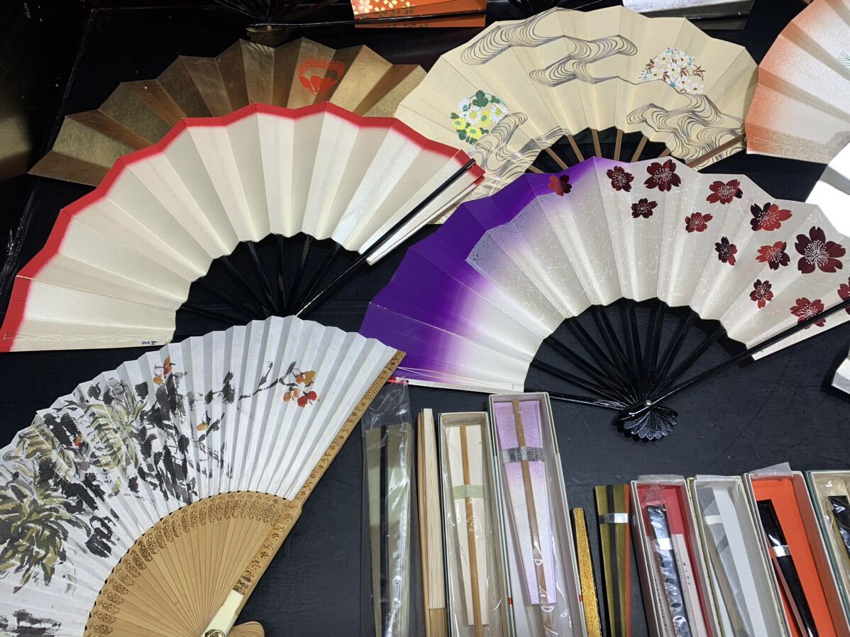  fan / Japan dancing / Mai ./ Mai fan / kimono small articles / tea fan / tea ./ tea ceremony for /... gold paint / paper fan / set sale / large amount 