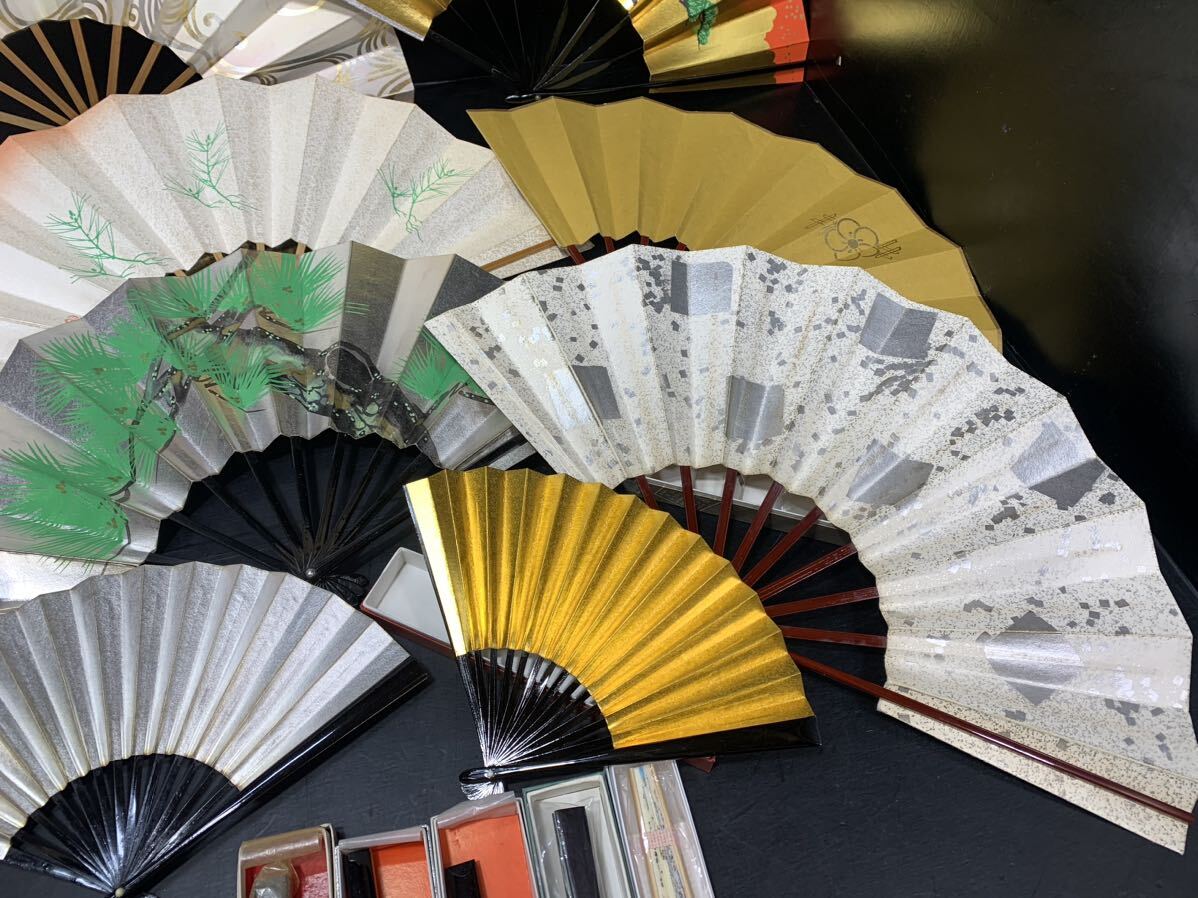  fan / Japan dancing / Mai ./ Mai fan / kimono small articles / tea fan / tea ./ tea ceremony for /... gold paint / paper fan / set sale / large amount 
