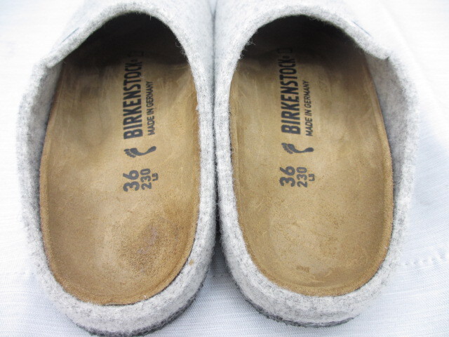 ☆展示品 BIRKENSTOCK ビルケンシュトック Zermatt Rivet ツェルマット ウール フェルト クロッグ サンダル ライトグレー 24.5cm(A032803)_画像6