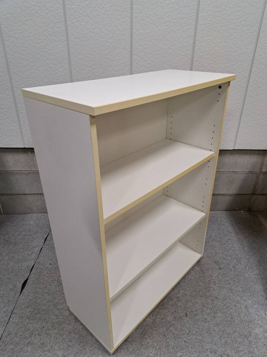  wooden 3 step storage shelves bookcase display shelf white width 80cm× depth 36cm× height 111cm direct pickup ( higashi Osaka )* our company delivery welcome 