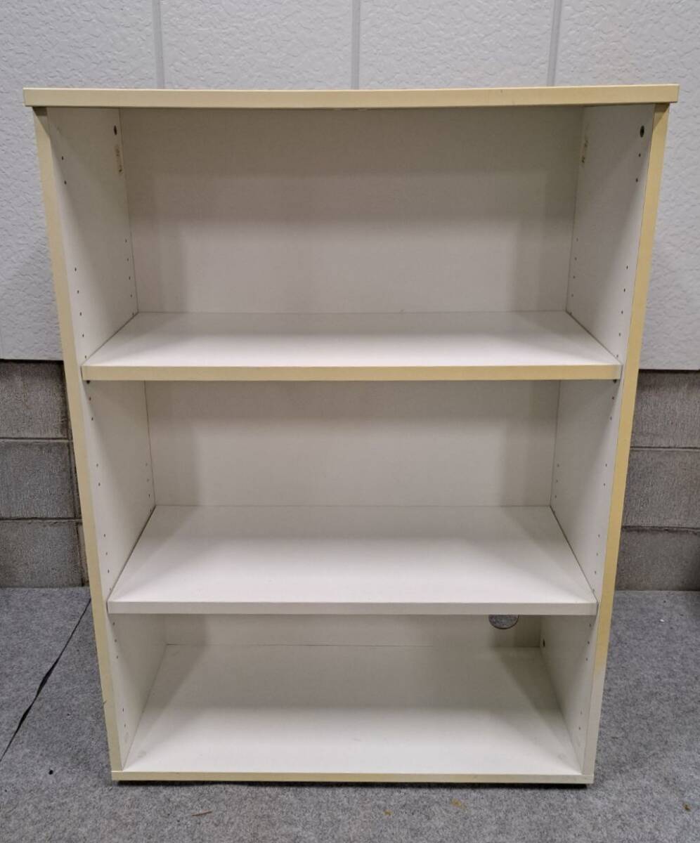  wooden 3 step storage shelves bookcase display shelf white width 80cm× depth 36cm× height 111cm direct pickup ( higashi Osaka )* our company delivery welcome 