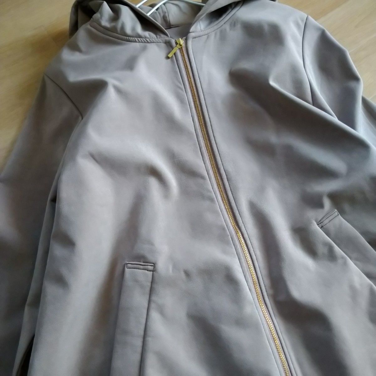 DRESKIP ドレスキップ　春ジャケット　マウンテンパーカー　Ｌ　ゆったり　大きいサイズ　ピンクベージュ