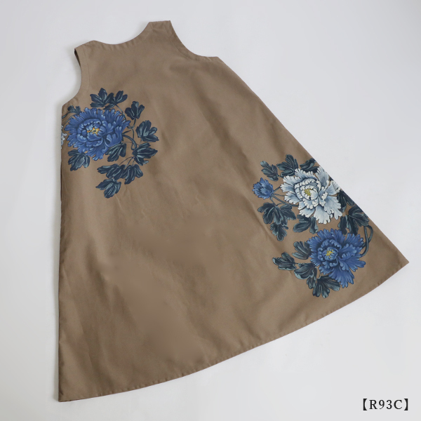 春ウララＳＡＬＥ　手描きART　和画衣　 優美に咲き誇る瑠璃色の花々　ワンピース　ゆったり　ジャンパースカート　R93C_画像5