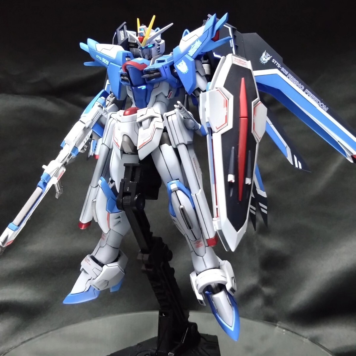 1円スタート HGCE ライジングフリーダムガンダム 完成品 改修 全塗装 機動戦士ガンダムSEED FREEDOM_画像2