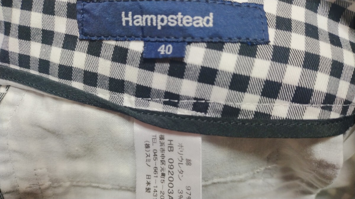 美品★Hampstead★ギンガムチェック★テーパードパンツ★ハムステッド★黒★白★ハーフパンツ★コットン★綿★総柄★春夏★ブラック★40