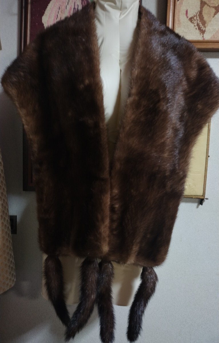  ultimate beautiful goods * mink * shawl * collar volume * Brown * tea color * muffler * fur * real fur * large size shawl **. attaching * autumn winter * name embroidery none * feather weave 