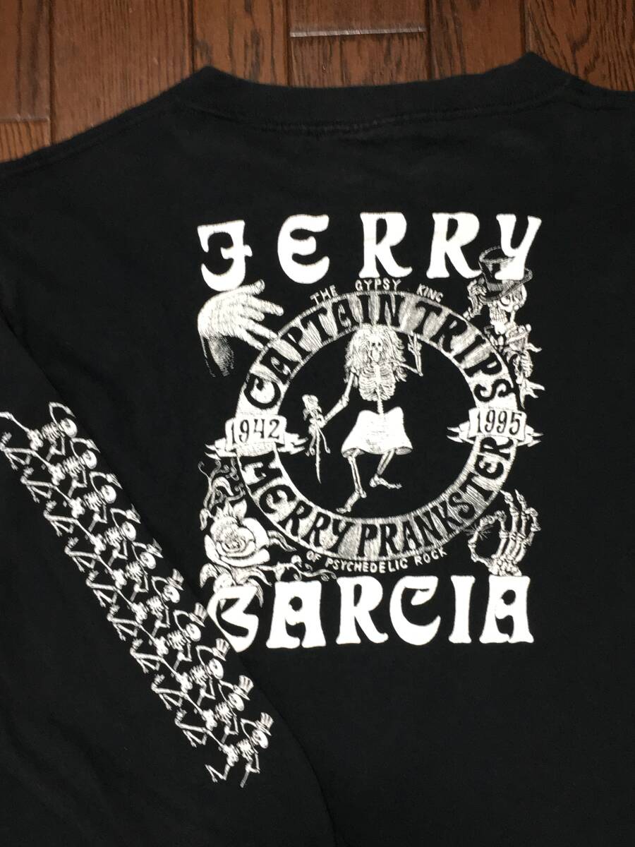 USA製 Jerry Garcia ジェリーガルシア 長袖 Tシャツ M 黒 ブラック グレイトフルデッド Grateful Dead アメリカ製 スカル ロック バンド_画像1