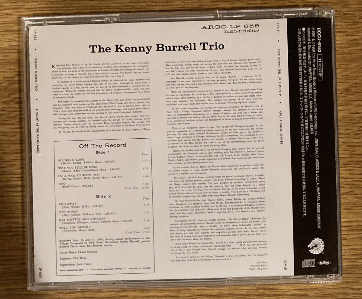 【帯付き国内盤】ケニー・バレル / ヴィレッジ・ヴァンガードの夜+2 A Night At The Vanguard With The Kenny Burrell Trio_画像2