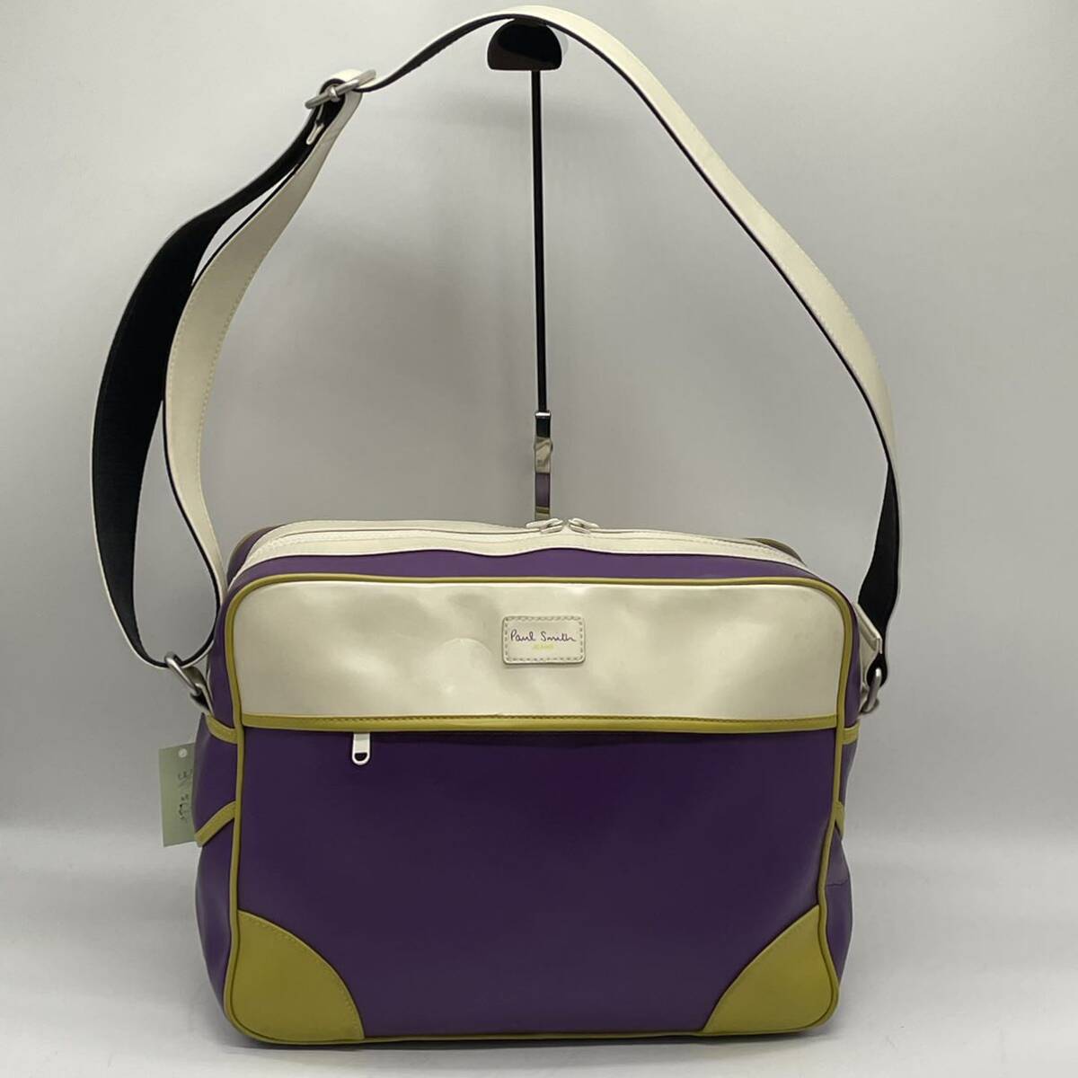 ⑧BN3534* Paul Smith Paul Smith shoulder bag body bag purple × beige × yellow nylon 