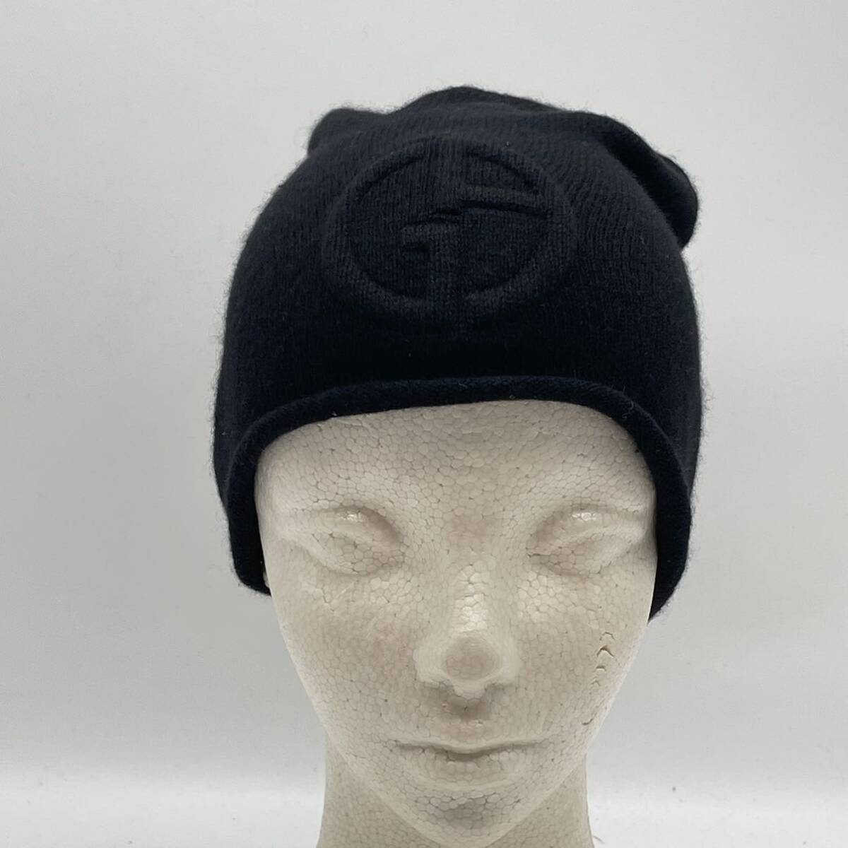 KO1846*GIORGIO ARMANIjoru geo Armani Italy made cashmere knit cap Beanie hat Mini pouch attaching tag attaching unused goods 