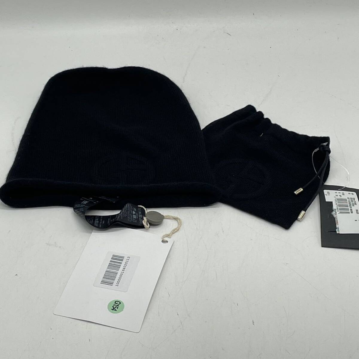 KO1846*GIORGIO ARMANIjoru geo Armani Italy made cashmere knit cap Beanie hat Mini pouch attaching tag attaching unused goods 