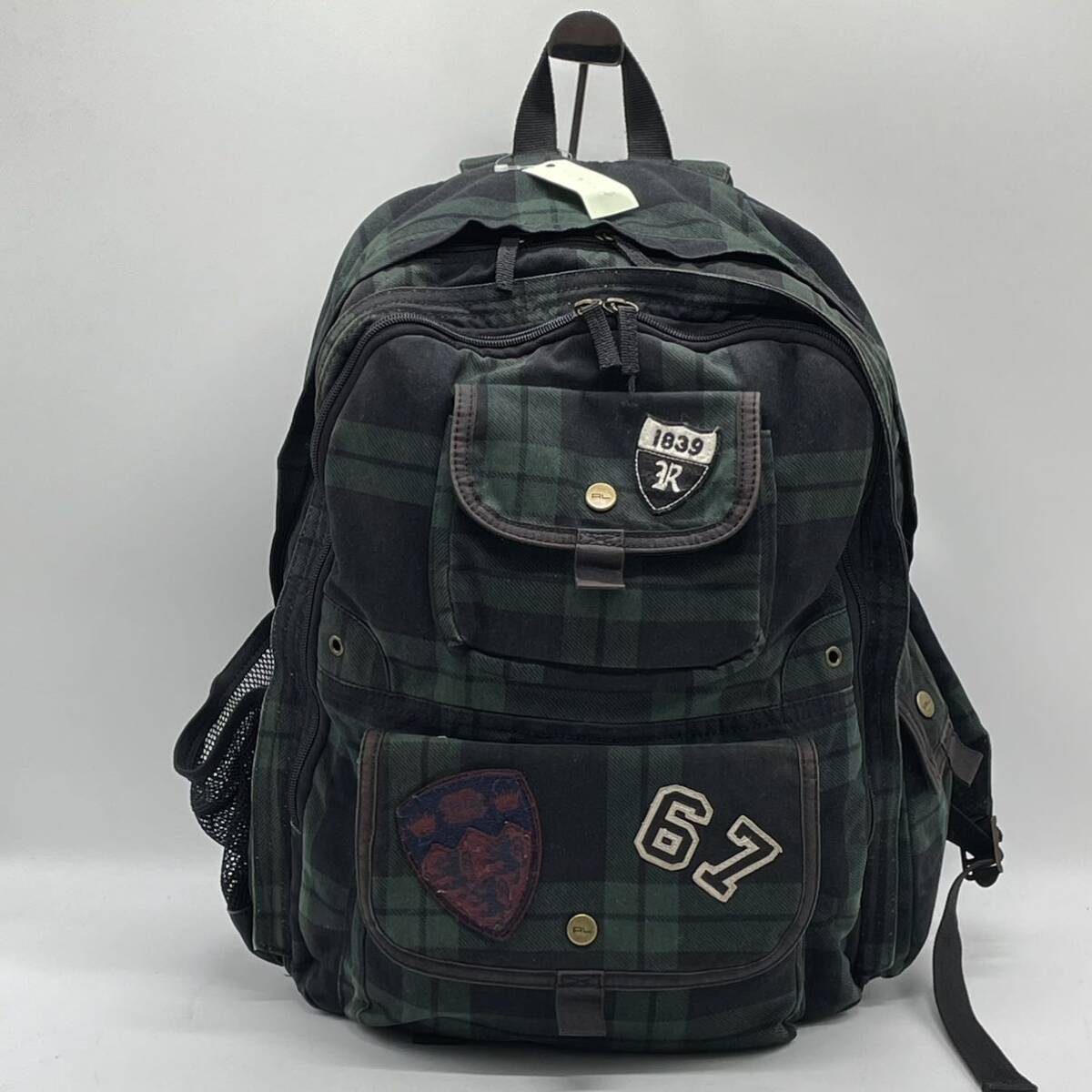 ⑧BN3978* RalphLauren Ralph Lauren rucksack backpack canvas green × dark green × multi check pattern 