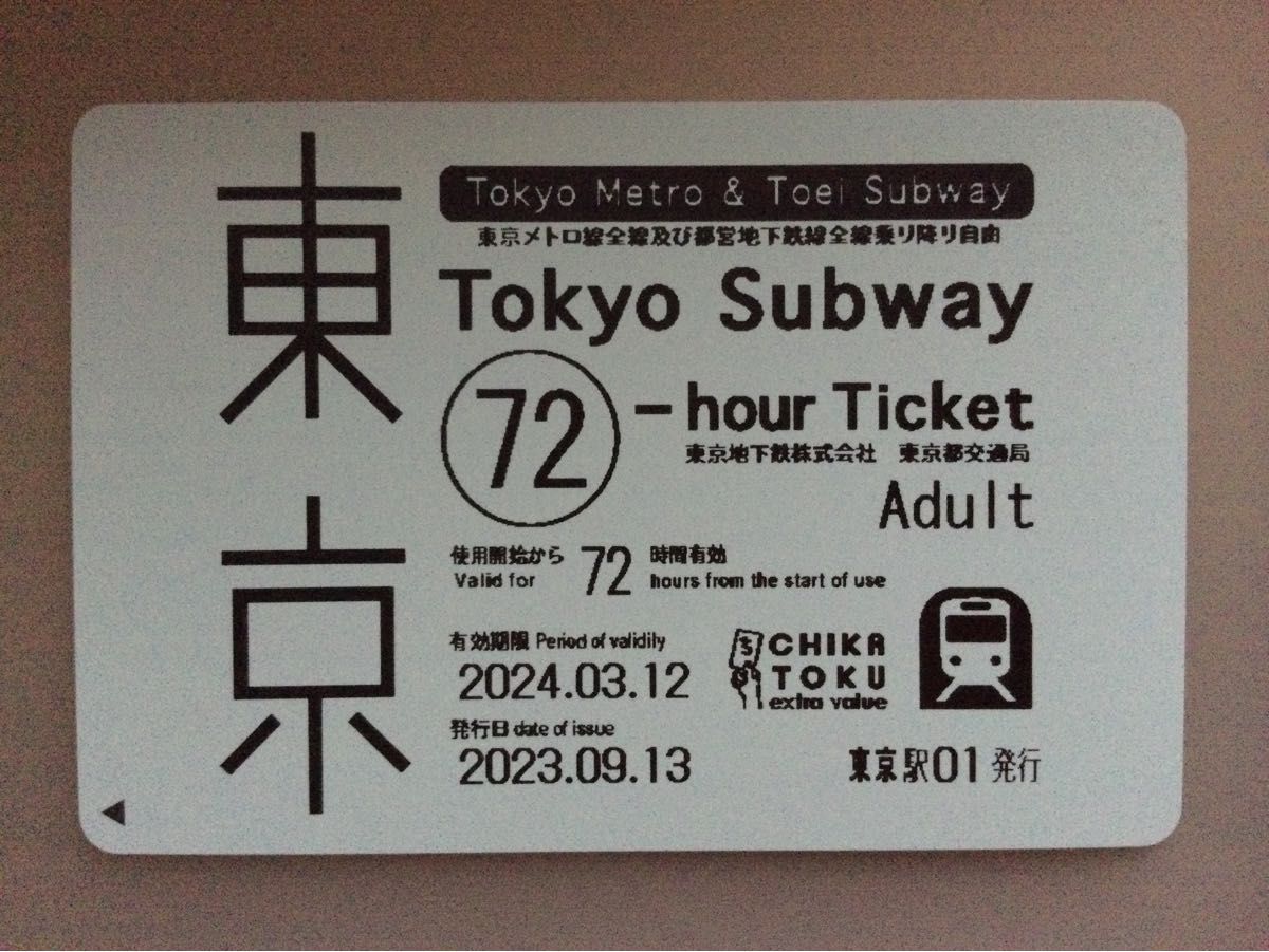 Tokyo Subway Ticket 東京サブウェイチケット72時間券｜Yahoo!フリマ