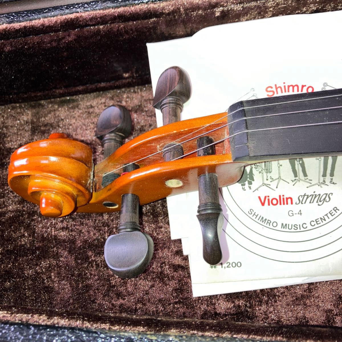ヴァイオリン ハードケース、弓、換えの弦付き