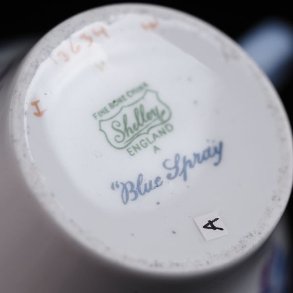 シェリー アール・デコ様式 カップ＆ソーサー トリオ A ( Shelley , Blue spray , アンティーク , マイセン )_画像8