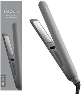 SALONIA サロニア スムースシャイン ストレートヘアアイロン 24mm 【グレー】耐熱ポーチ付 SAL23105GR