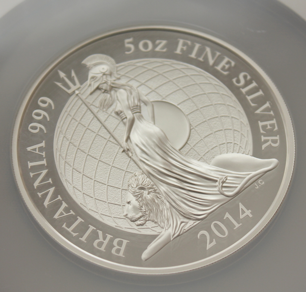 【最高鑑定】2014年 イギリス 10ポンド銀貨 NGC PF70 ULTRA CAMEO 初期750枚 ブリタニア 5オンス_画像4