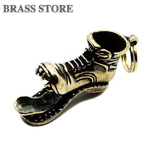 brass key holder ( boots ) shoes Monstar game Gold brass charm metallic material pendant top key ring key hook two -ply can 