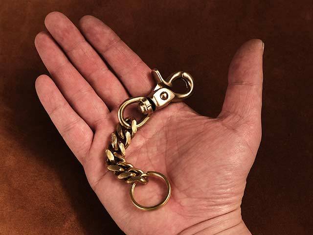  brass flat chain + lever na ska n key holder ( Gold ) brass belt loop brass. key ring wallet chain belt loop 