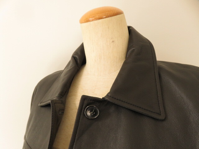 ■新品同様 上質柔らかレザー 高級 羊革 ジャケット コート 11号 L ブラック 黒 ラムレザー j572_画像3