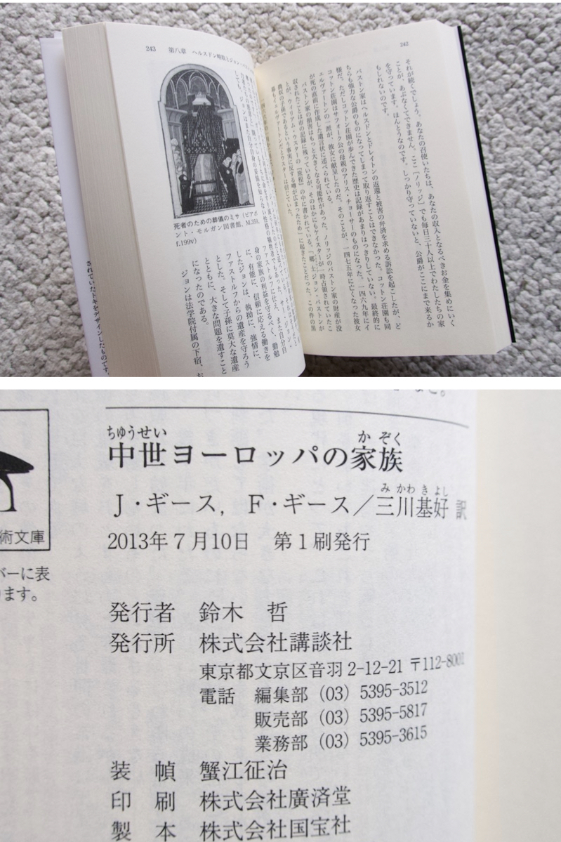 中世ヨーロッパの家族 (講談社学術文庫) ジョゼフ・ギース/フランシス・ギース、三川基好訳☆_画像5