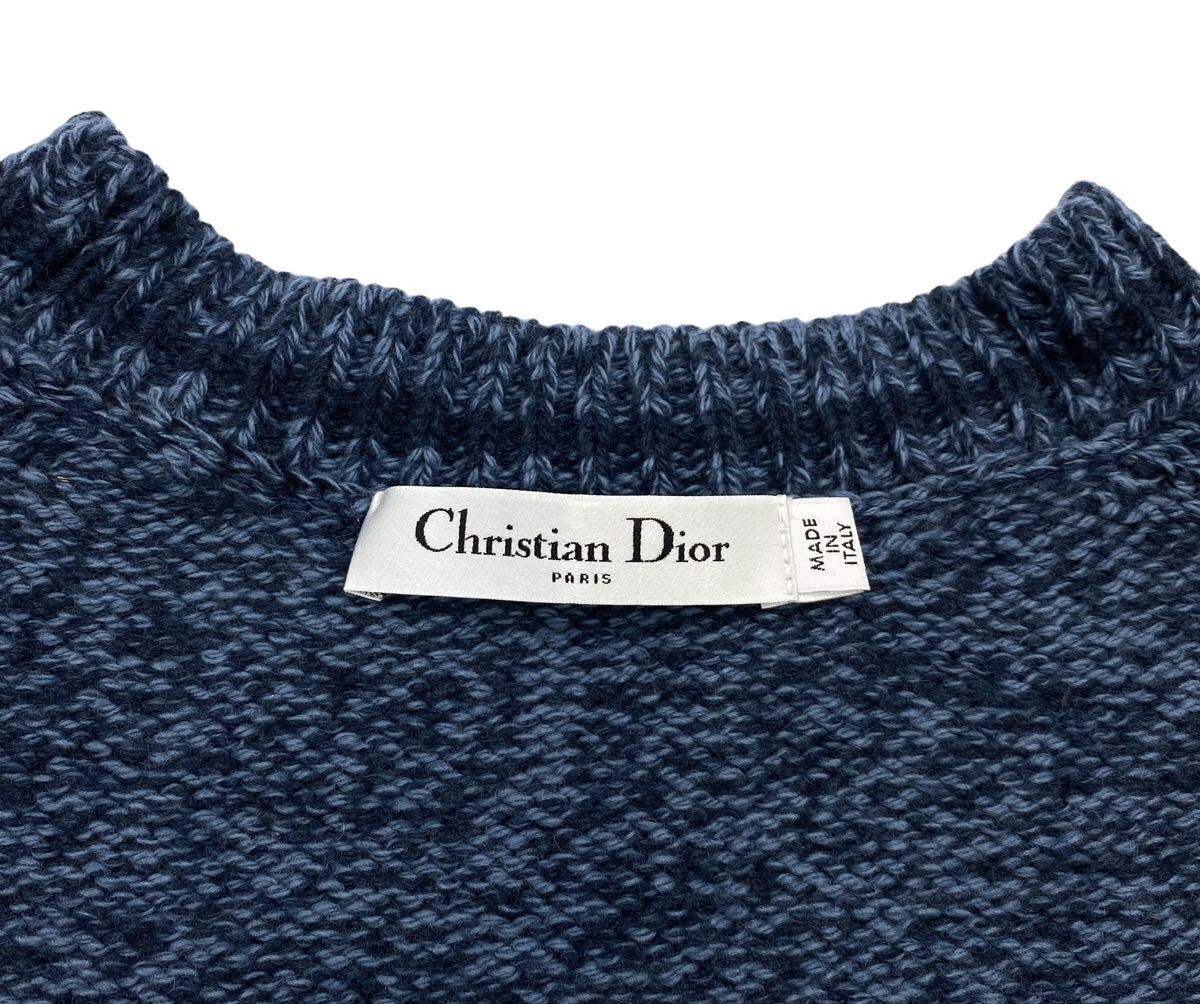 【美品】Christian Dior ディオール ニットベスト 054T01AM303 ロゴ ニット ウール カシミヤ ネイビー ブラック 38_画像4