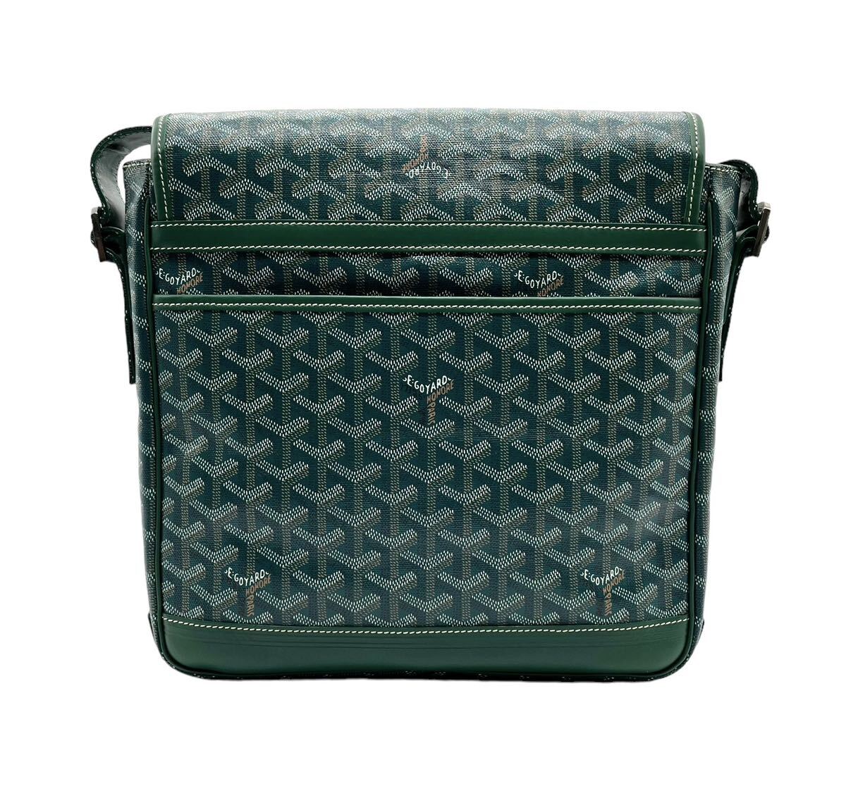 【中古】GOYARD ゴヤール グランブルー MM ショルダーバック PVC レザー グリーン_画像2