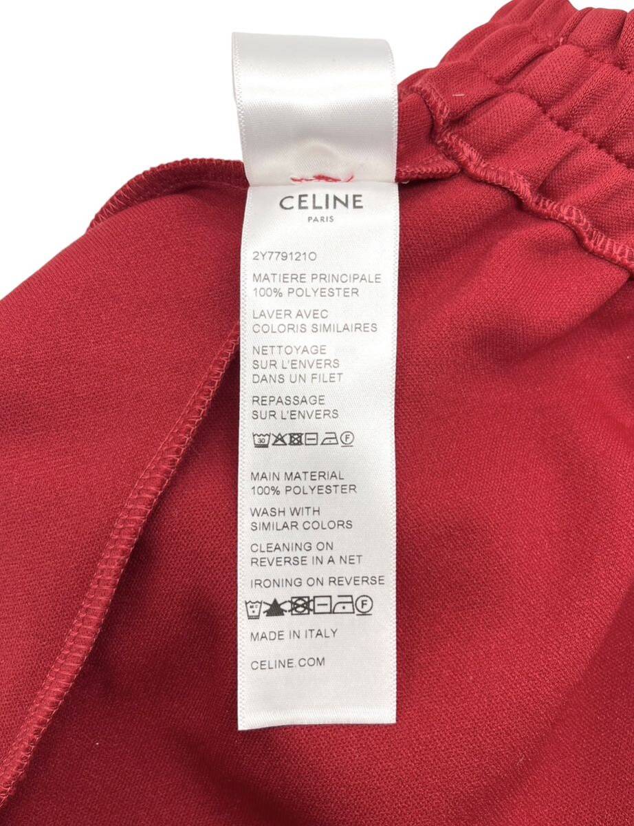 【美品】CELINE セリーヌ クロップドフーディ 2Y779121O 22AW パーカー ロゴパッチ ライン レッド Sの画像6