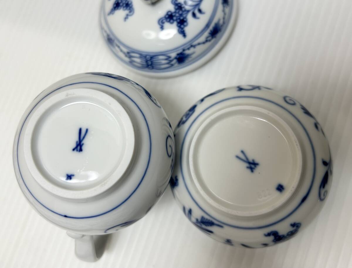 マイセン Meissen ブルーオニオン Blue Onion カップ&ソーサー 型番00623/613 6客セット まとめて シュガーポット ミルクポット 美品 _画像7