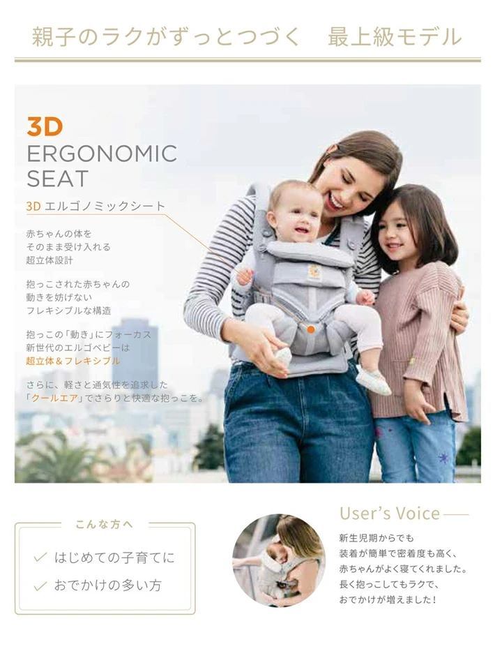 未使用■エルゴベビー (Ergobaby) 抱っこひも ベビーキャリア オムニ360 クールエア ミッドナイトブルー BCS360PMIDBLU 新生児~の画像2