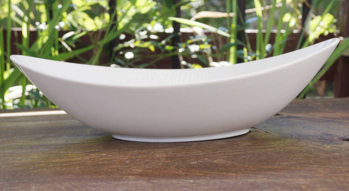  白い食器30.0cm ディープ カヌーボウル^ペアーセットセット 舟形 カレー皿 パスタ皿 カフェ 白 ポーセラーツ 業務用 の画像3