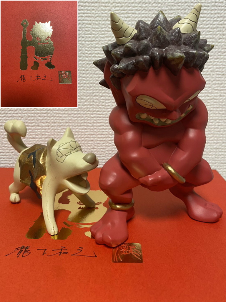 作家瀧下和之作　鬼フィギュア　オブジェ　赤鬼　52／350番　MOMOTARO Figure　桃太郎物語り　縁起　魔よけ　飾り　共箱　栞（検）郷土玩具_画像6