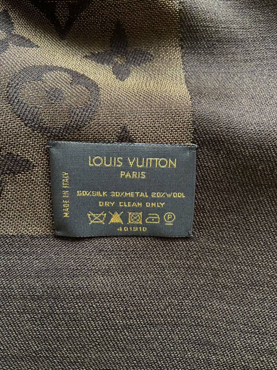 ルイヴィトン 超大判 ショール モノグラム ストール マフラー Louis Vuitton 人気カラー インパクト大 シルク 箱あり 本物 美品_画像5