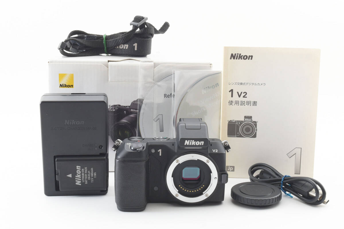 ★超美品★ ニコン Nikon 1 V2 ブラック ボディ ショット数6,474枚 元箱★ワンオーナー #17045T