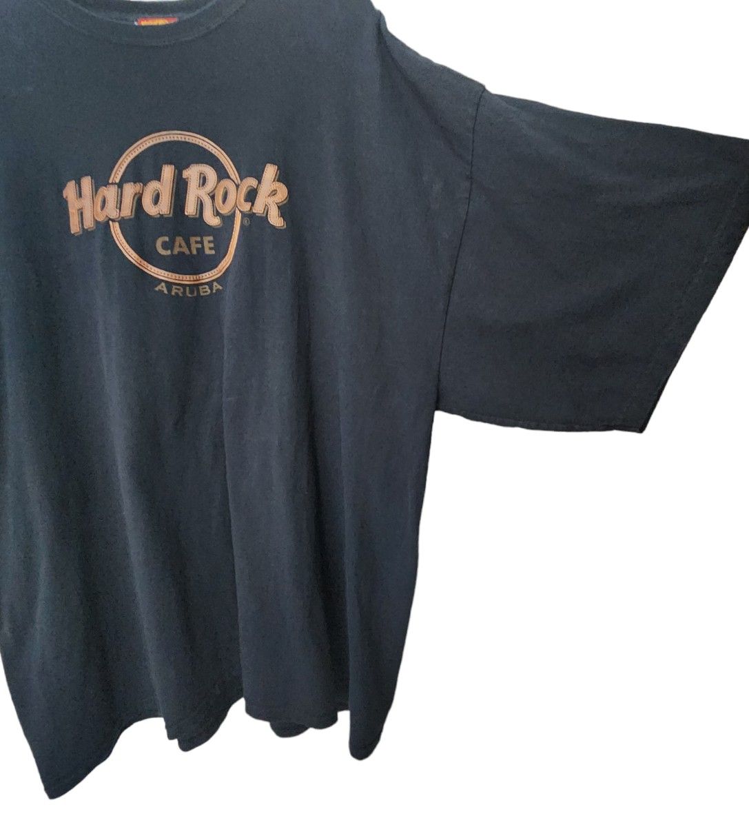 Hard Rock CAFE ハードロックカフェ Tシャツ 古着 レザー調ロゴ ブラック 3XL 大きいサイズ