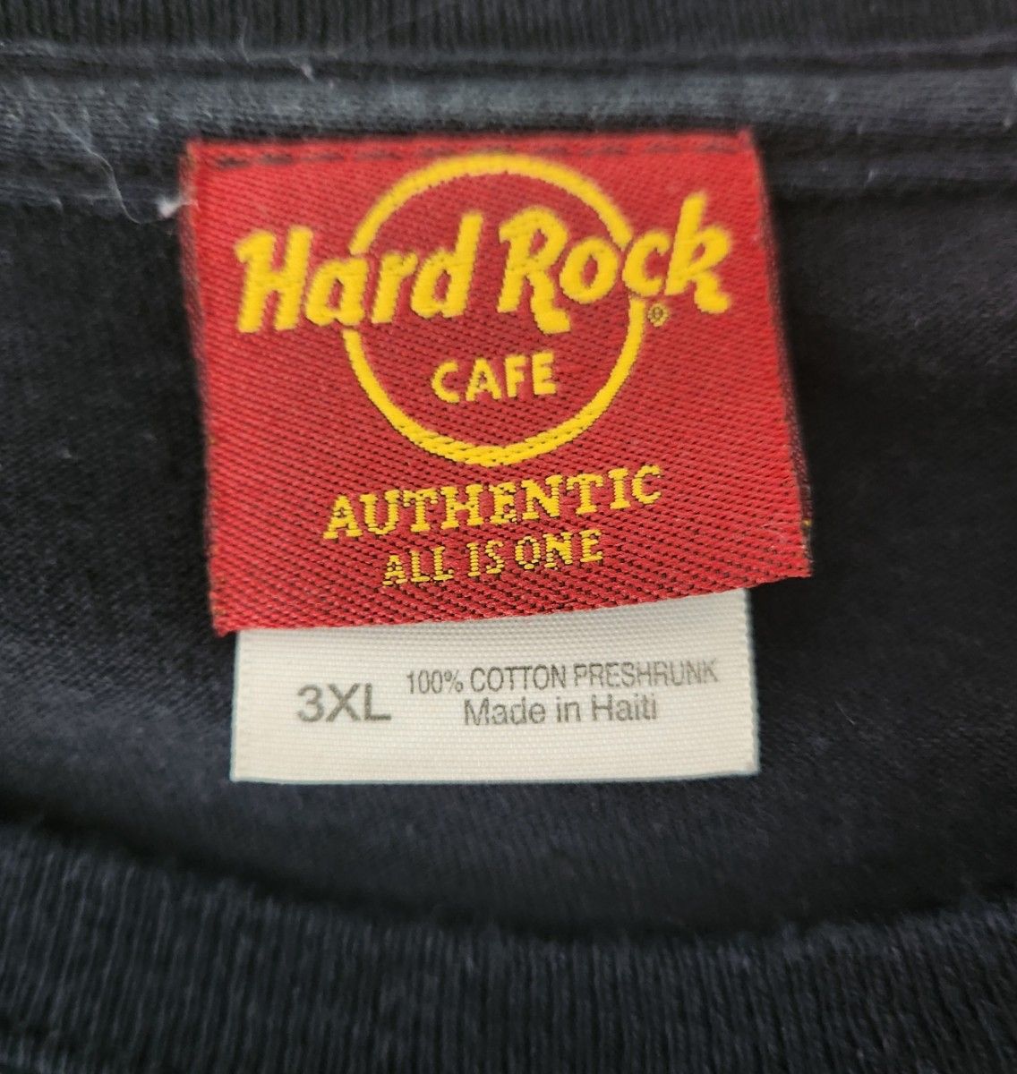 Hard Rock CAFE ハードロックカフェ Tシャツ 古着 レザー調ロゴ ブラック 3XL 大きいサイズ