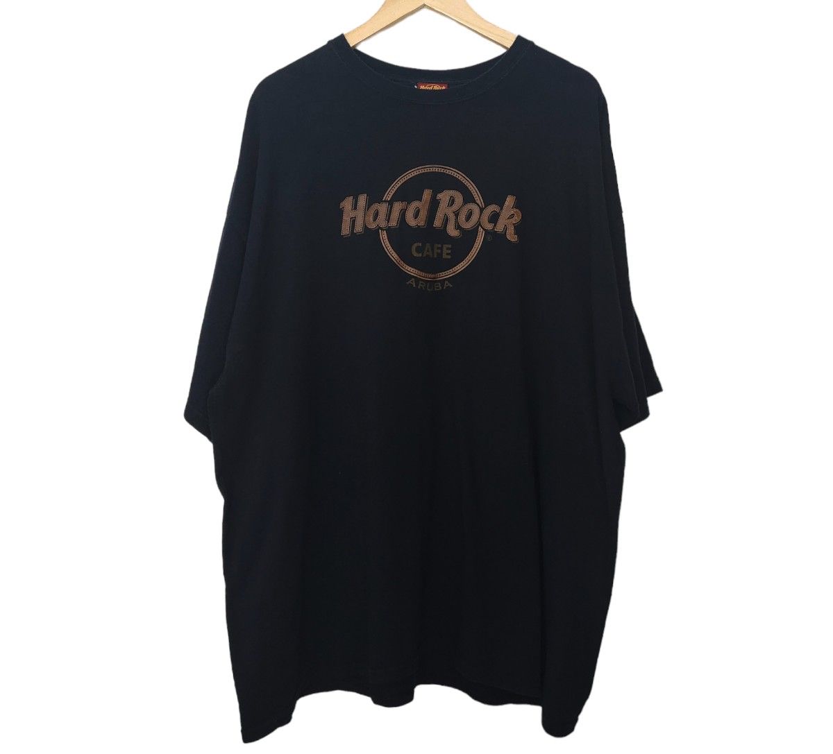 Hard Rock CAFE ハードロックカフェ Tシャツ 古着 レザー調ロゴ ブラック 3XL 大きいサイズ
